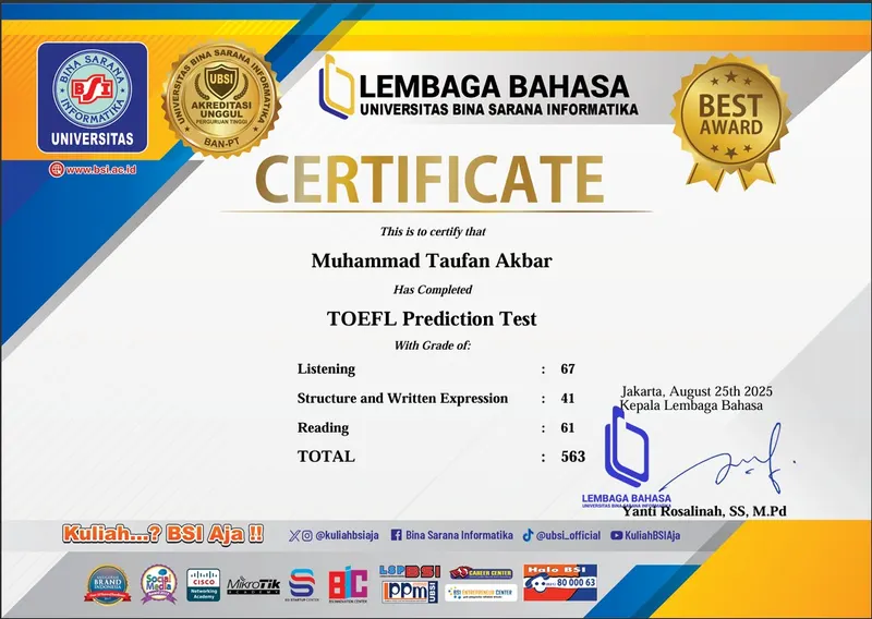 Toefl Prediction Test — Lembaga Bahasa UBSI