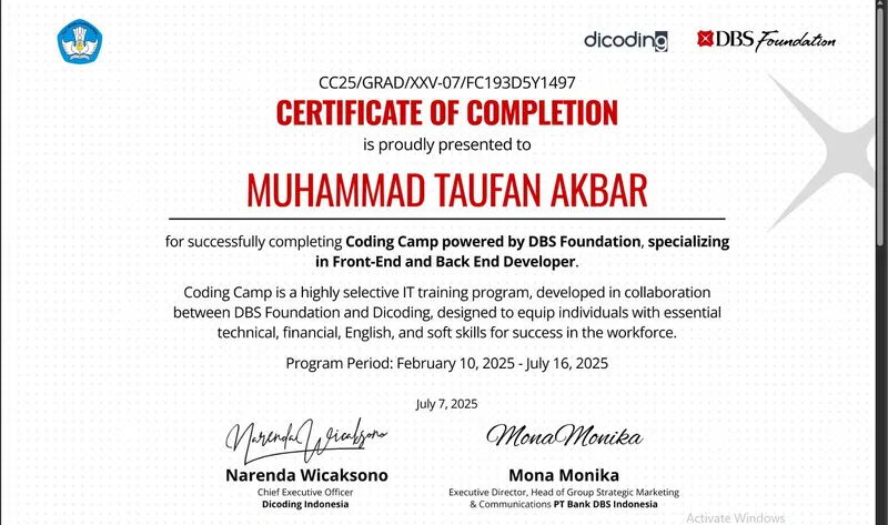 Coding Camp 2025 — Dicoding & DBS Foundation